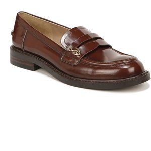 Sam Edelman Brown Leather Penny Loafers with Gold Accent